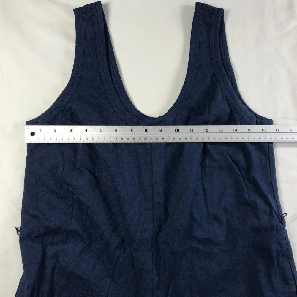 Banana Republic Navy Blue Linen Blend Wide Leg Sleeveless Jumpsuit Small S